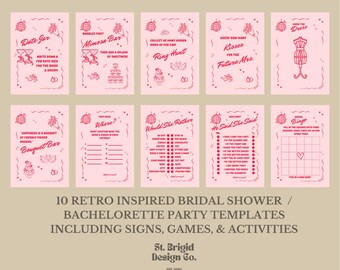 Retro-Inspired Bachelorette / Bridal Shower Game Templates – Set of 10 Printable Designs