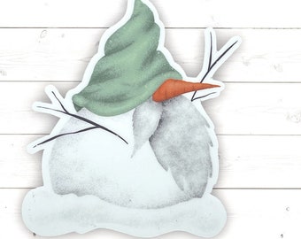 Gnoman Wintery Snowman Gnome vinyl waterproof sticker label