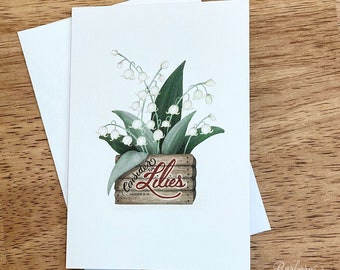 Consider the Lilies Card Set | Original Illustration | write a little thank you, gift card, note card, or birthday card| Size 3.5 x 5 Inches