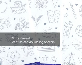 Scripture and Journal Sticker Sheet | Old Testament Themed Illustrations for Scriptures, Planners, and Journals