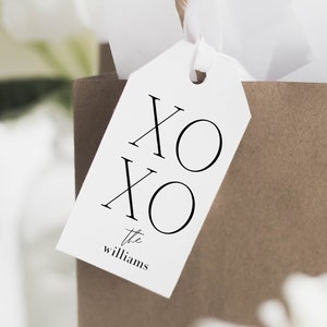 Conjunto de 9 etiquetas de regalo personalizadas y editables con un estilo moderno y sencillo, editables e imprimibles con descarga instantánea