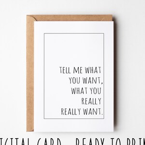 Carte d'anniversaire amusante, dites-moi ce que vous voulez, ce que vous voulez vraiment, carte d'anniversaire imprimable sarcastique, cartes de voeux