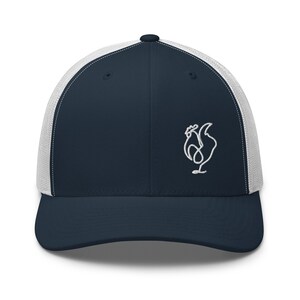 Minimalist rooster trucker hat available in multiple colors makes great gift for him or her, modern style baseball hat for men or women