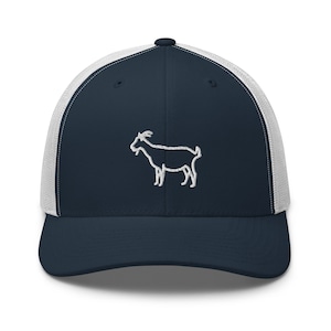 Minimalist goat trucker hat available in multiple colors makes great gift for him or her, mens or womens baseball hat, greatest of all time