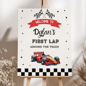 Racing Car Birthday Welcome Sign, Racing Car Birthday sign, Editable Template, Fast Car Theme Party decorations Instant download 5987