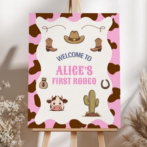 Cowgirl First Rodeo Birthday Welcome Sign – Editable & Instant Download 8538