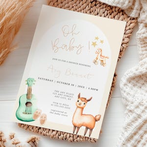 Llama Baby Shower Invitation | Editable Baby Shower Invite | Instant Download Template
