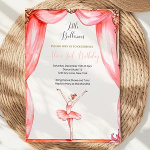 Ballerina Birthday Invitation | Editable Canva Template | Ballet Party Invite | Instant Download