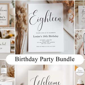 18th Minimalist Party Decoration | 18th Birthday Bundle | Eighteenth Decorations | Download 9178
