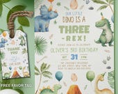 Dinosaur Birthday Invitation, Editable Three Rex Birthday Invite, Boys Third Birthday Dino Party, Three-Rex On The Loose 9166
