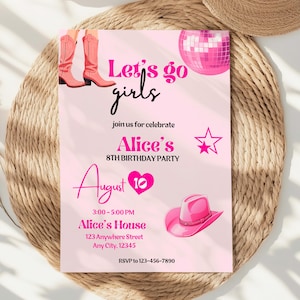Editable Pink Cowgirl Birthday Party Invitation | Rodeo Party Invite | Printable Western Girl Template | Instant Download