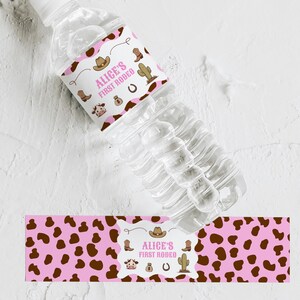 Cowgirl First Rodeo Birthday Bottle Label, Cowgirl First Rodeo Water Bottle Label | Party Decorations | Instant Download 8538