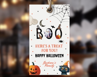Halloween Favor Tags, Boo Gift Tags, Costume Party Trick Or Treat, Printable Template 9157