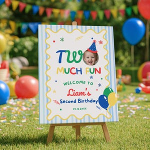 Two Much Fun Welcome Sign, 2nd Birthday Sign 9230