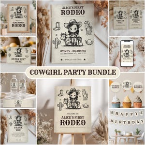 Editable Rodeo Cowgirl Rustic Party Decorations | Rodeo Cowgirl Rustic Birthday Bundle | Rodeo Old West Cowgirl Party Set | Download 8540