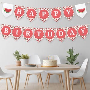 Watermelon Sweet Pool Party Happy Birthday Banner | Watermelon Summer Printable Birthday Party Banner | Instant Download 9005