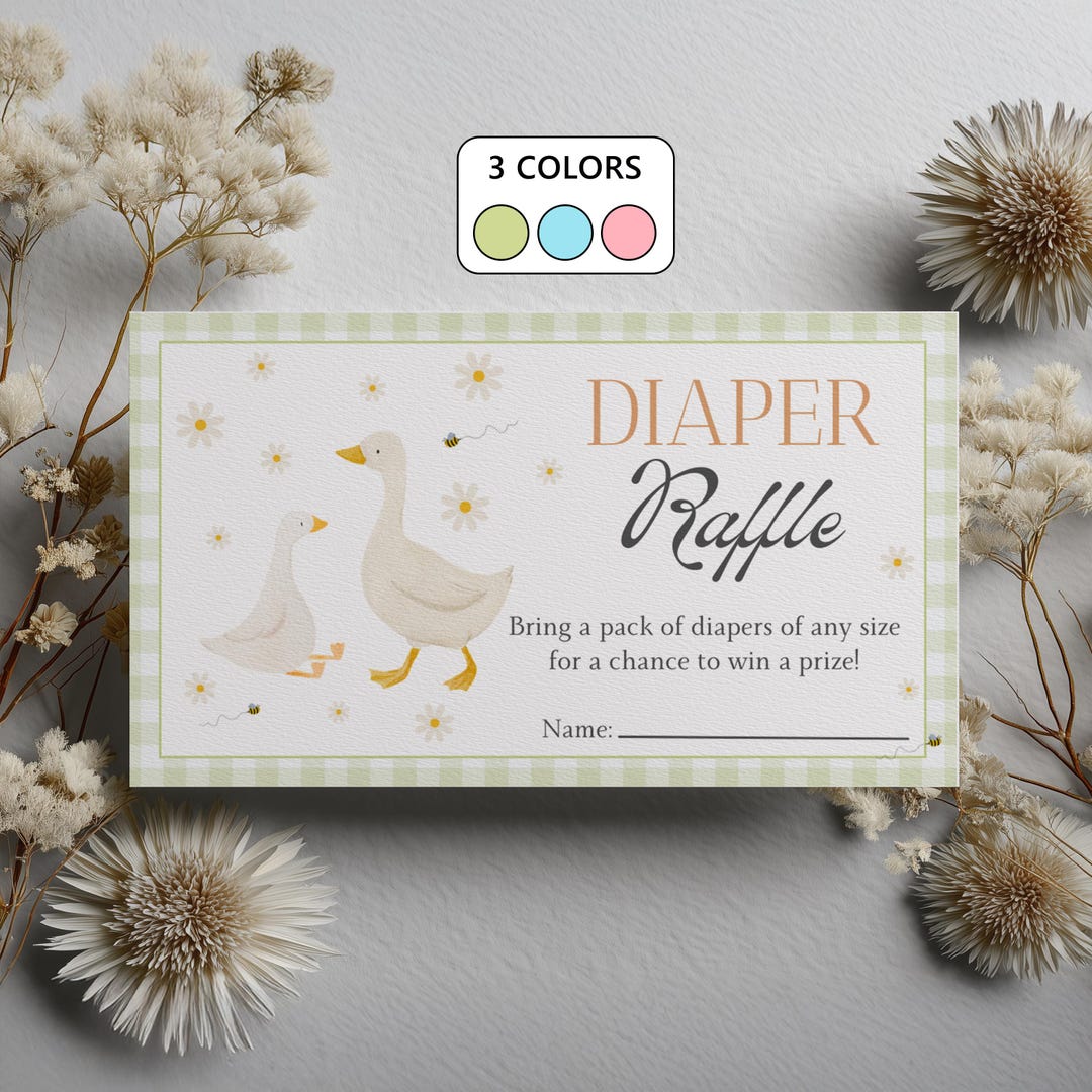 Silly Goose Diaper Raffle Card, Printable Nappy Raffle Cards 9205 - Etsy