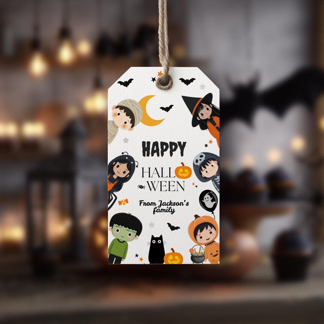 Editable Halloween Favor Tags, Gift Tag Costume Party Trick or Treat ...