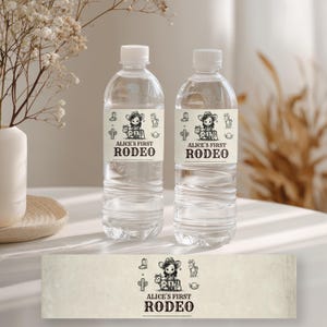 Cowgirl First Rodeo Birthday Bottle Label, Cowgirl First Rodeo Water Bottle Label | Party Decorations | Instant Download 8540