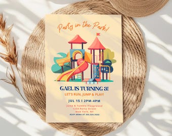 Playground Birthday Invitation Template: Editable Canva Invite (Digital Download)