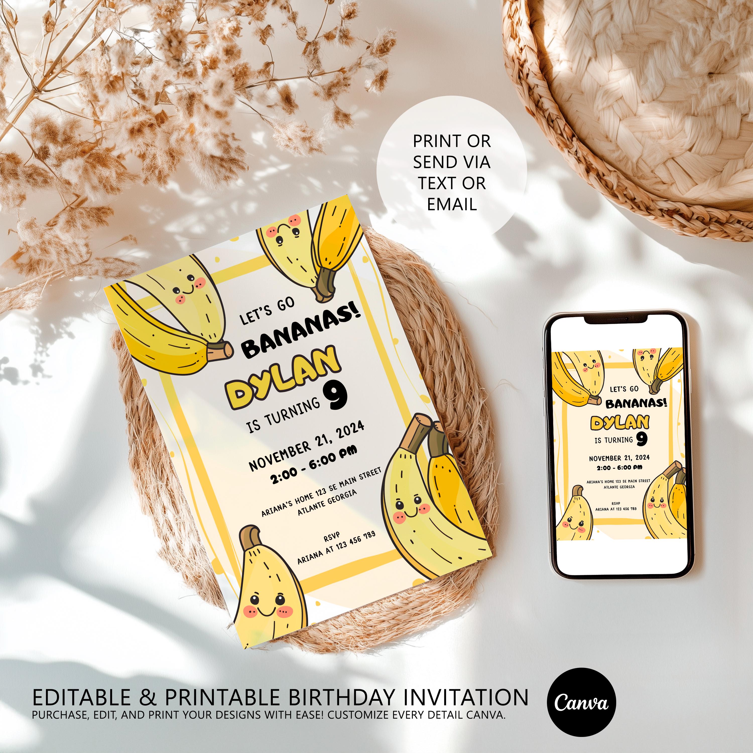 Cumpleaños de plátano - Etsy México, image size:3000x3000