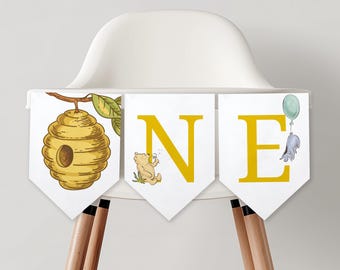 Winnie the Pooh High Chair Banner, Printable Bunting Flag 9218