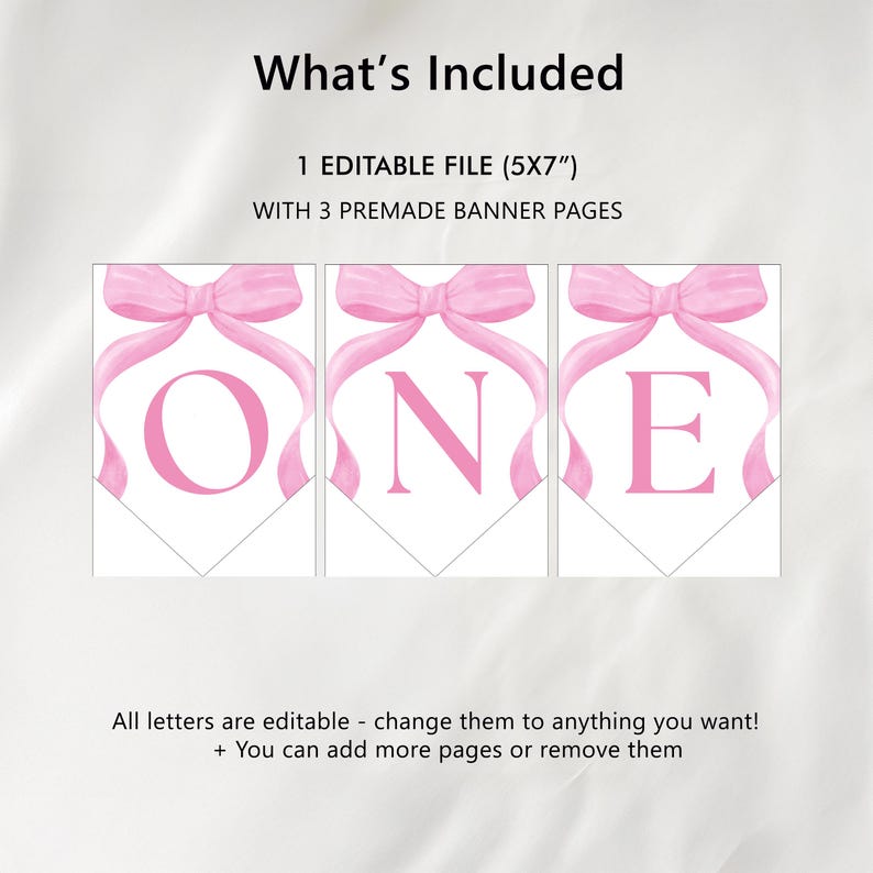 Pink Bow High Chair Banner Printable, 1st Birthday Banner for High ...