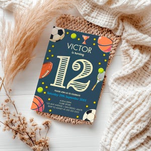 Sports Invitation, Sports Birthday Invite, Sports Birthday Invitation Template, INSTANT DOWNLOAD