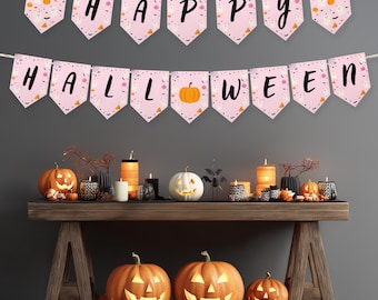 Pink Halloween Banner, Printable Template Download 9163