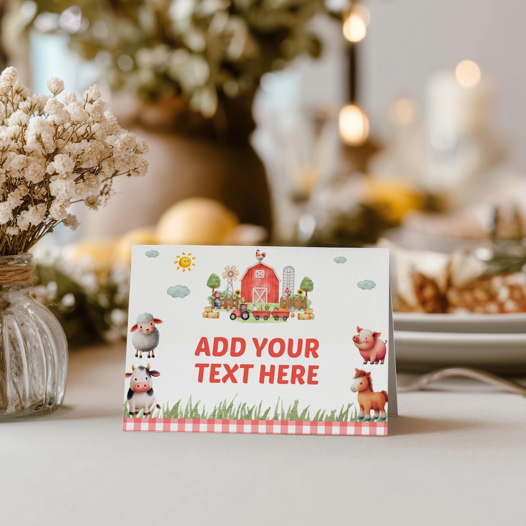 Editable Farm Food Label, Farm Food Tent Cards, Barnyard Farm Animals ...