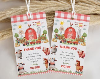 Editable Farm thank you tags, Farm Favor tags, Farm thank you tags, Farm Favor tags, Printable tags 9154