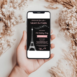 Editable Paris Birthday Party Invitation, Paris Eiffel Tower Birthday Invitation Template, INSTANT DOWNLOAD