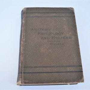 1894 Antique Book, Anatomy Physiology ,Hygiene, Jerome Walker MD, Vintage Medical, Rare Find, Rare Medical Guide, Antique Collector,Textbook