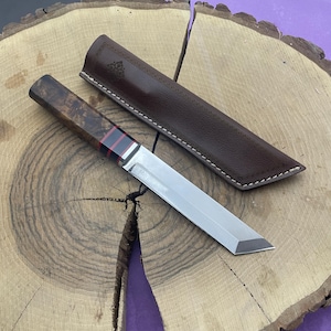 11&quot; Handmade Wooden Handle Tanto Knife Japanese Knife Samurai Knife with Sheath Personalized Gifts Engraved Knife (Wh180)