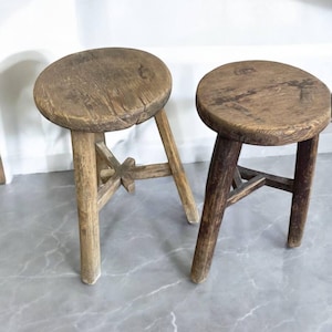 Vintage rund pall - storlek och finish varierar
