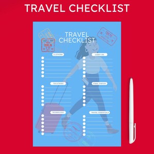 Travel Checklist Template | Editable Packing Planner for Vacation, Business, or Family Trips | Printable & Digital Download