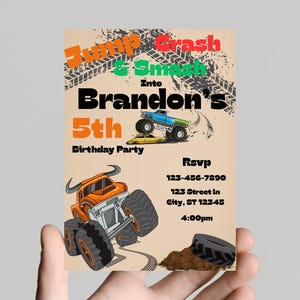 Editable Monster Truck Birthday Invitation Template | Monster Truck Party | Instant Download