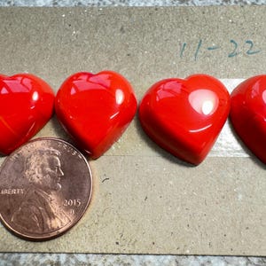 4 red rosarita hearts cabochon nice color no backing