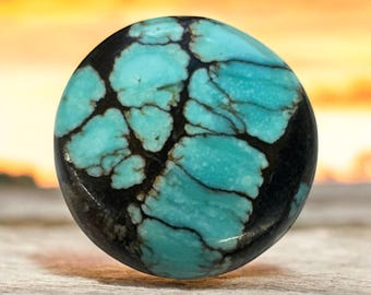 1 Nice Hubei Turquoise Cabochon black  Matrix