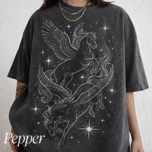 Vintage Pegasus T-Shirt, Celestial Horse Line Art Design