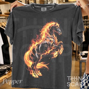 Fire Horse Graphic Tee, Flaming Stallion Artwork Shirt