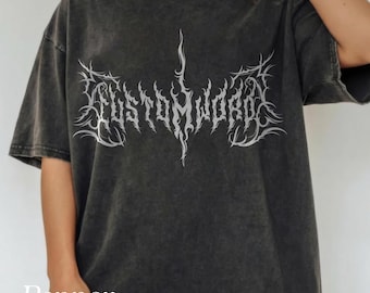 Custom Text Heavy Metal T-Shirt, Gothic Typography Tee