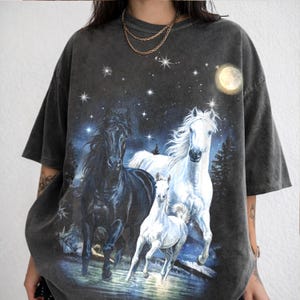 Vintage Horse Illustration T-Shirt, Wild Animal Graphic