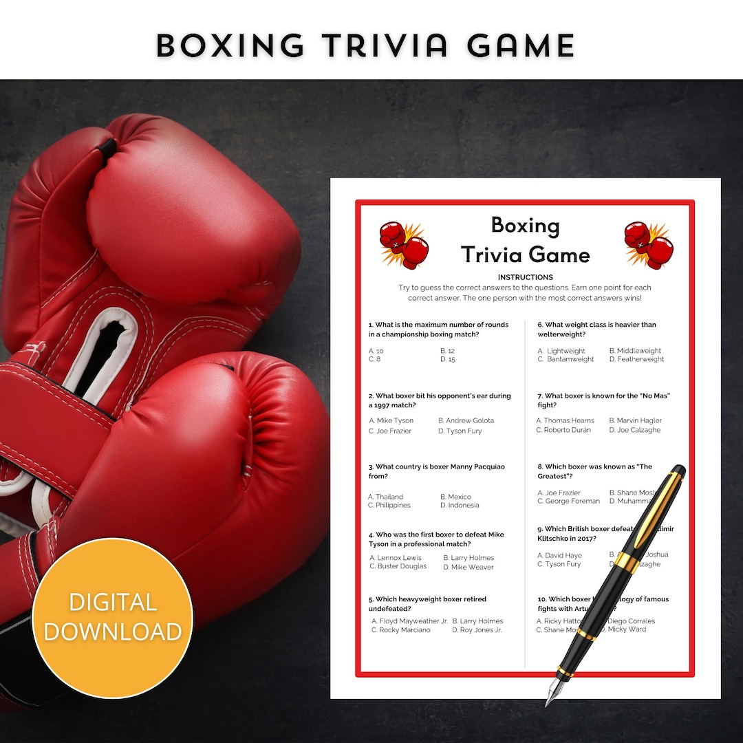 Boxing Multiple Choice Trivia Game, Boxing Party Game, Pub Trivia Game ...