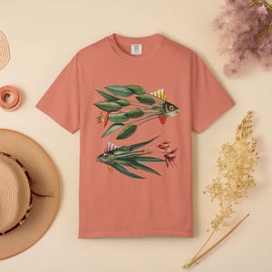 Botanical Fish Graphic Tee: Vintage Nature Comfort Colors Shirt