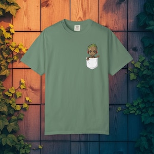 Baby Groot Pocket T-Shirt: Comfort Colors Guardians of the Galaxy Tee