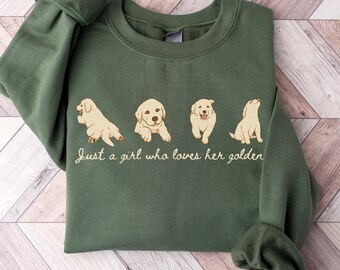 Golden Retriever Shirt, Dog Lover Sweatshirt, Puppy Girl Kids Crewneck, Cutecore Gift for Dog Mom, Golden Mama Cottagecore Dog Lovers Gifts