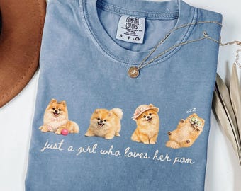 Pomeranian Shirt, Pom Mom Gift, Cute Pomeranian Tee for Girls Kids Youth, Funny Pet Owner Tshirt, Comfort Colors® Girly Cottagecore T Shirt
