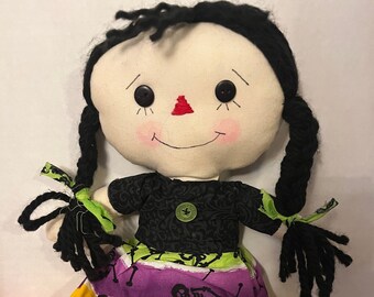 Annie Doll Halloween Skeleton Gift Braids Purple Black Orange