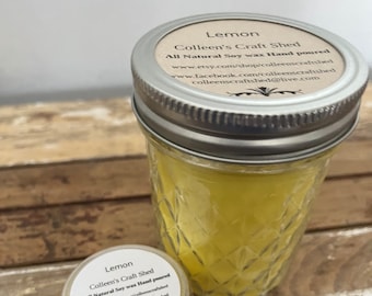 Soy Wax Candle Lemon Handpoured Handmade Candle Gift Giving 100% soy wax All Natural